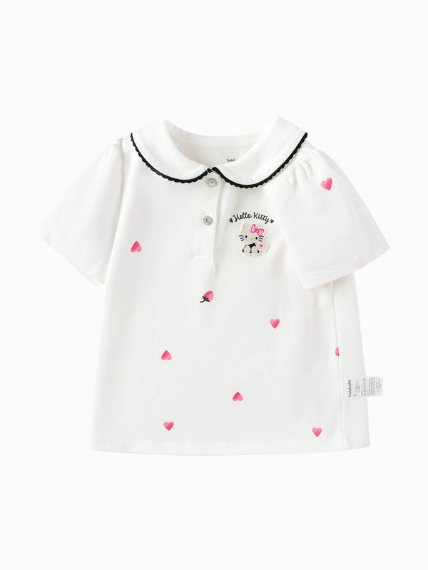 balabala Toddler Girl Have Fun Style Lapel Short Sleeve T-Shirt