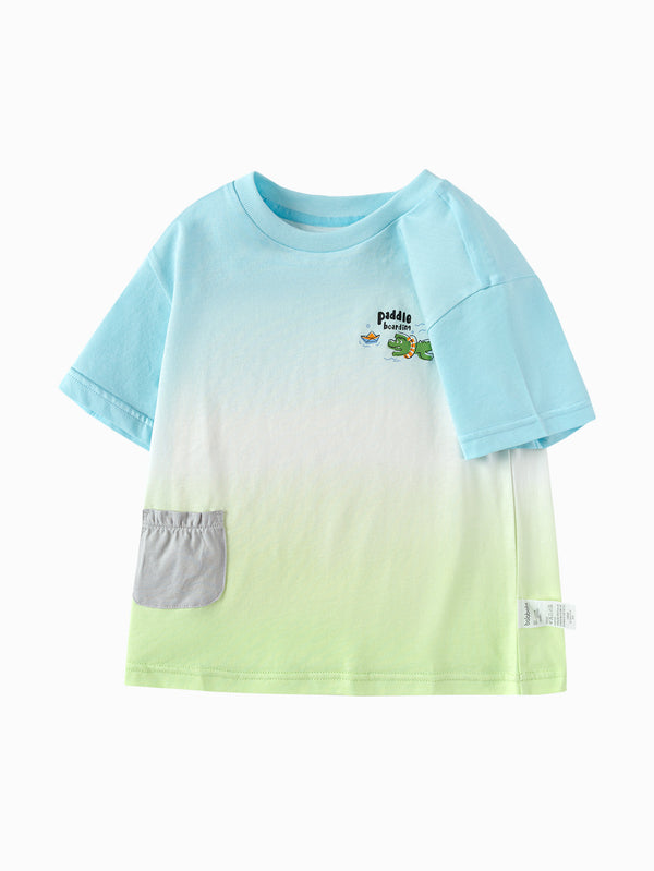 balabala Toddler Boy Explore Style Round V-Neck Short Sleeve T-Shirt