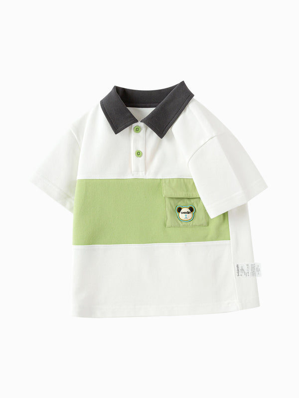 balabala Toddler Boy Explore Style Lapel Short Sleeve T-Shirt