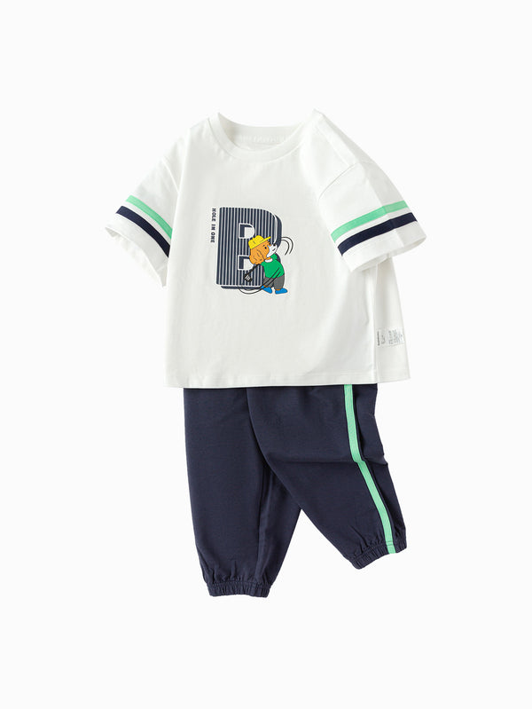 balabala Toddler Boy Have Fun Style Knitted Short Sleeve Set