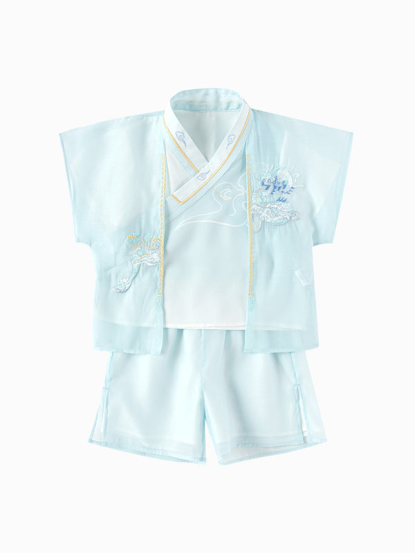 balabala Toddler Boy Dream Style Woven Short Sleeve Set