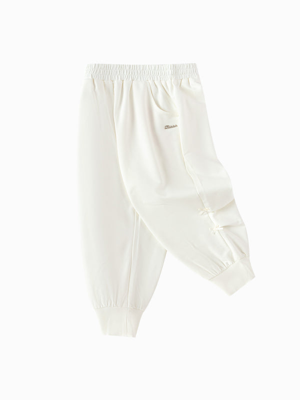 Cream White Baby Girl Knit Trousers