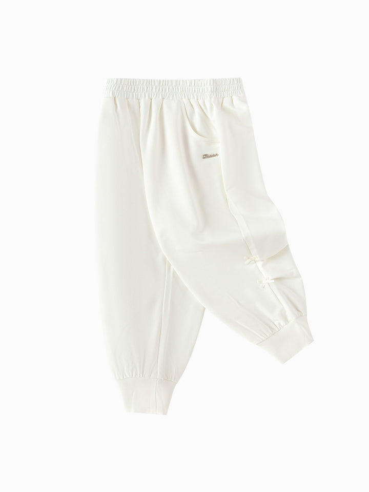 Cream White Baby Girl Knit Trousers