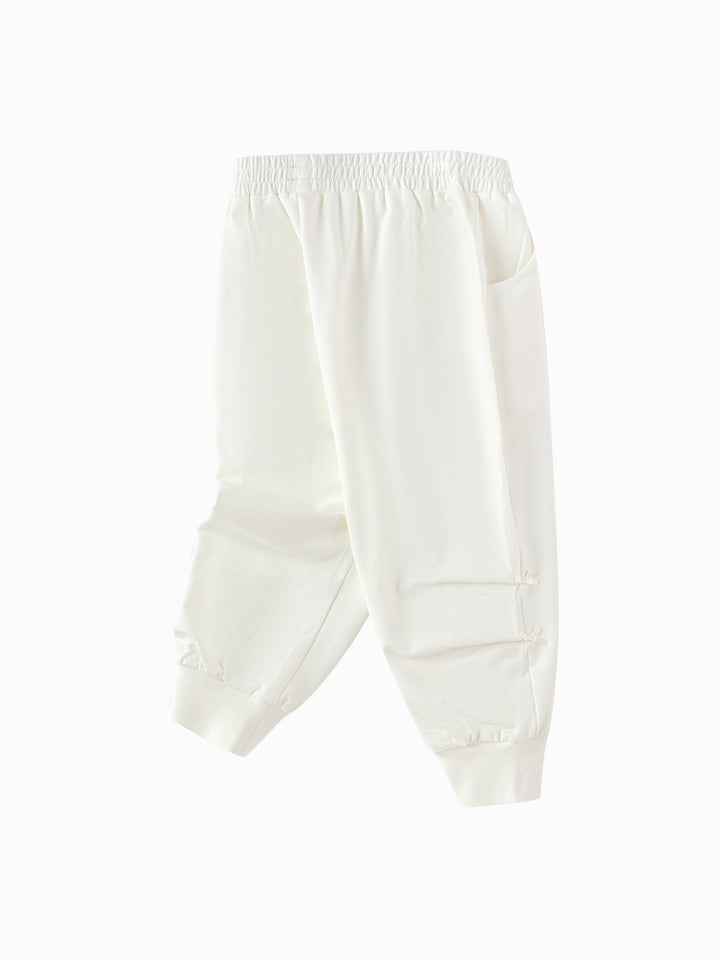 Cream White Baby Girl Knit Trousers