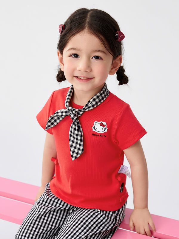 [ IP-Sanrio ] Baby Girl Round V-Neck Short Sleeve T-Shirt