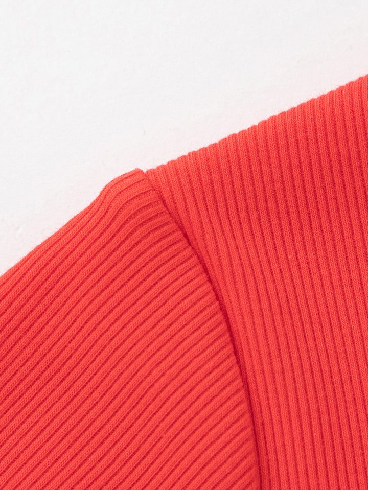 Chinese Red Baby Girl Round V-Neck Short Sleeve T-Shirt