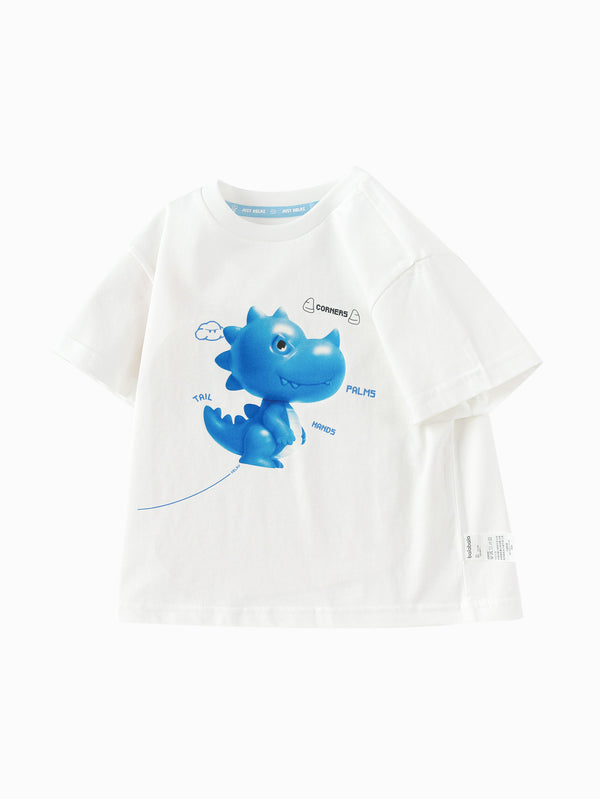 Raw White Baby Boy Round V-Neck Short Sleeve T-Shirt