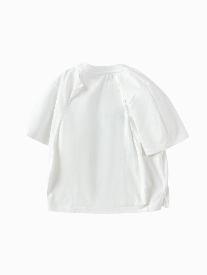 Raw White Baby Boy Round V-Neck Short Sleeve T-Shirt