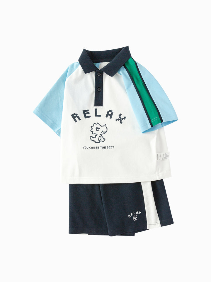 Raw White Baby Boy Knit Short Sleeve Suit