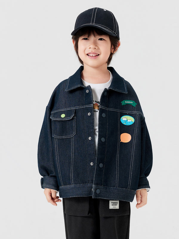 Boy Trend Scenarios Denim Dark Blue Solid Color Casual Clothes