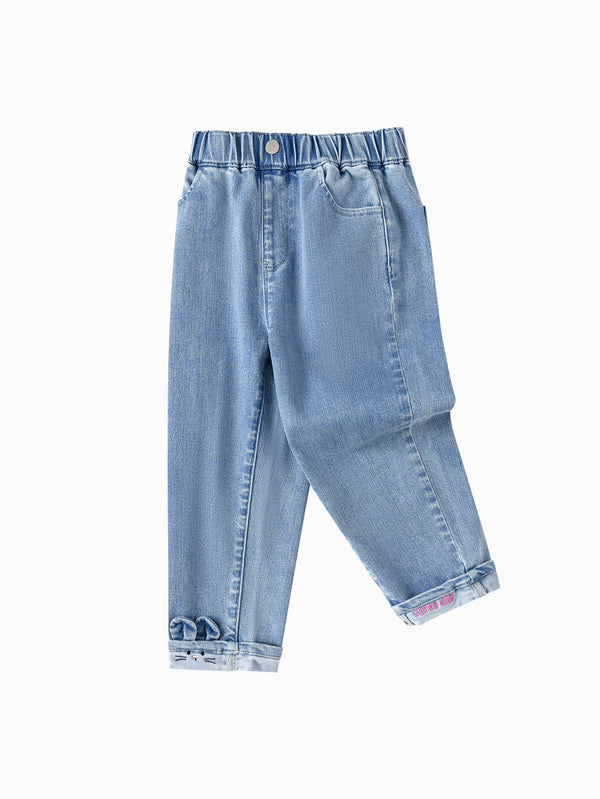 Pantalon lapin bleu pâle en denim pour fille