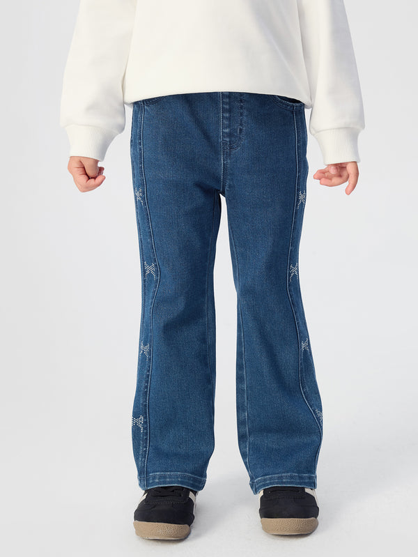 Pantalon en jean bleu avec nœud pour fille Highlight Moment