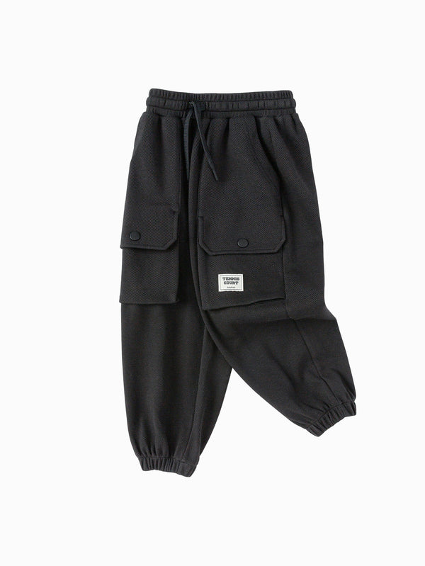 Boy Trend Scenarios Black Solid Color Trousers