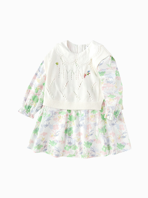 Robe une pièce à motif lapin blanc tendance pour fille