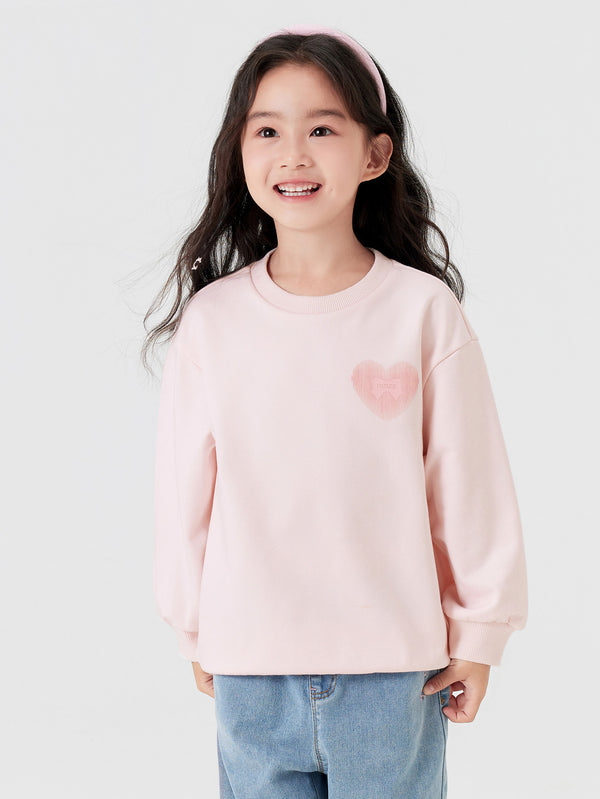 Sweat à capuche rose avec motif cœur pour fille