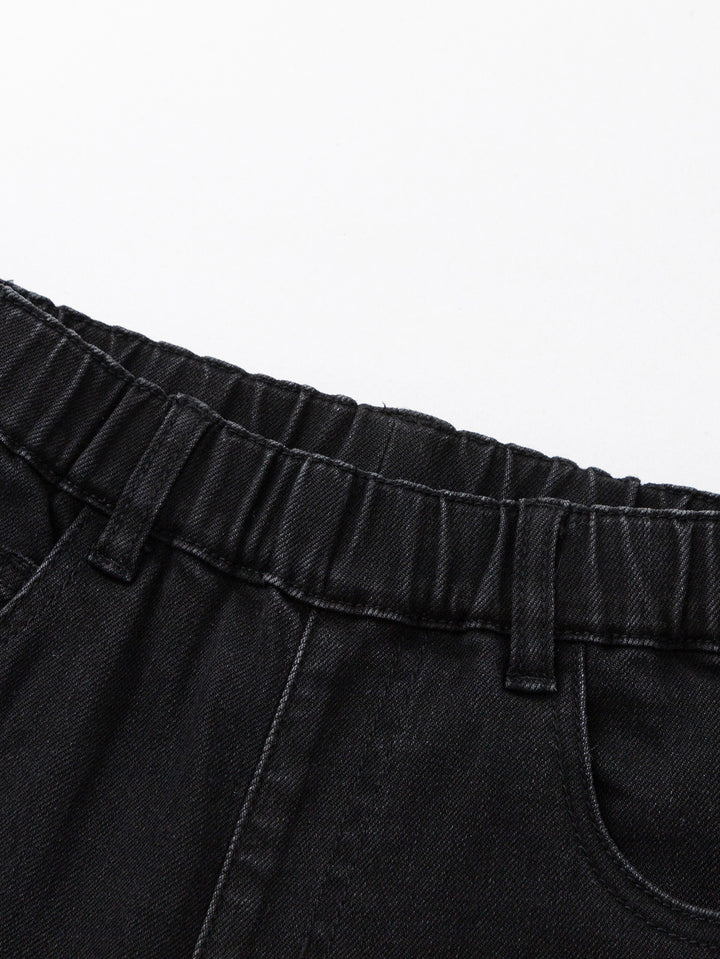 Denim Washing Black Trousers