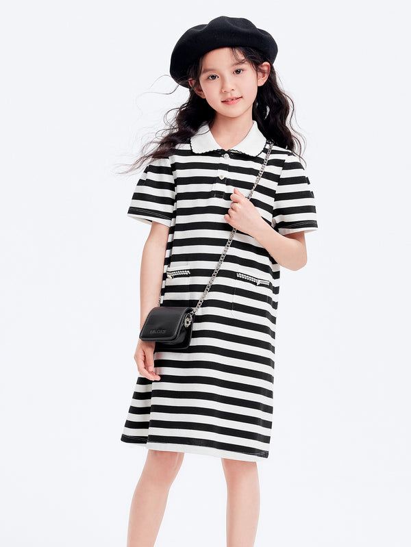 balabala Kids Girl Outdoor Style Knitted One-Piece Dress