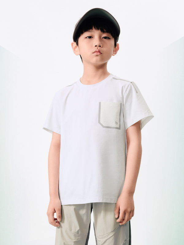 Kid's Sun Protection Round V-Neck Short Sleeve T-shirt