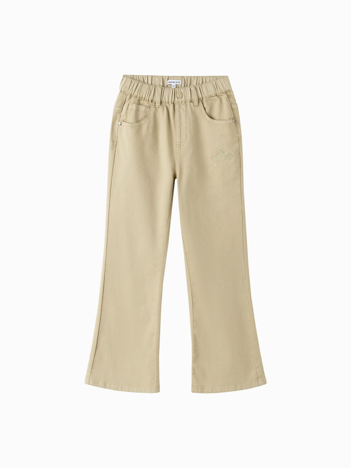 Light Khaki Toddler Girl Denim Trousers