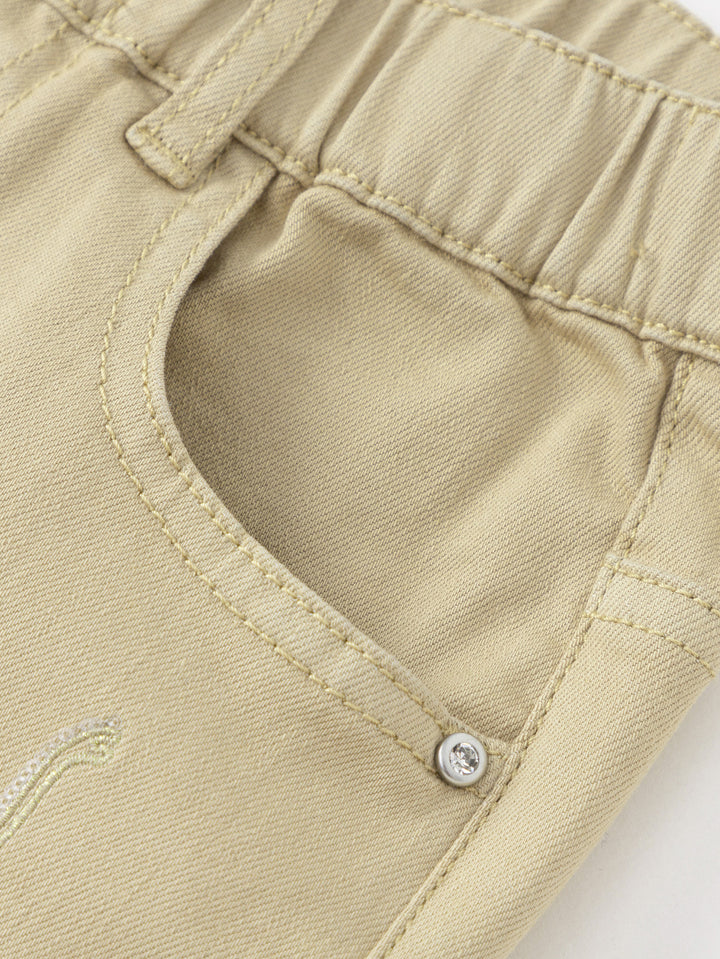 Light Khaki Toddler Girl Denim Trousers