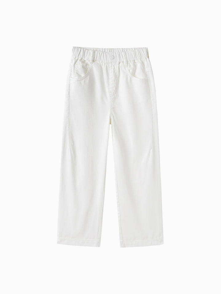 Cream White Toddler Girl Denim Trousers