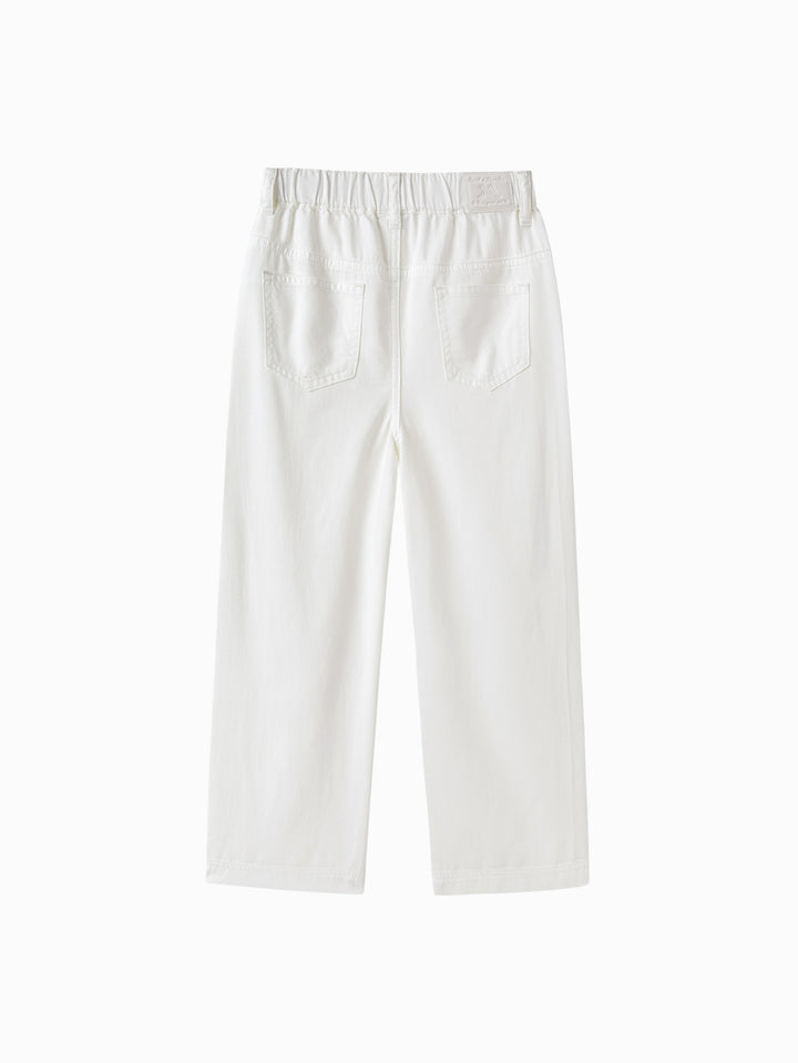 Cream White Toddler Girl Denim Trousers