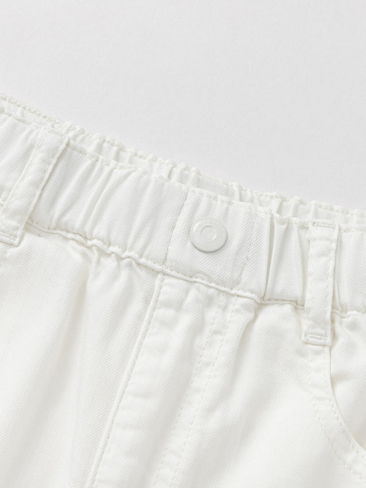 Cream White Toddler Girl Denim Trousers