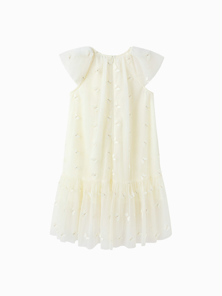 White Yellow Toddler Girl Woven Dress