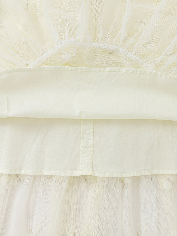 White Yellow Toddler Girl Woven Dress