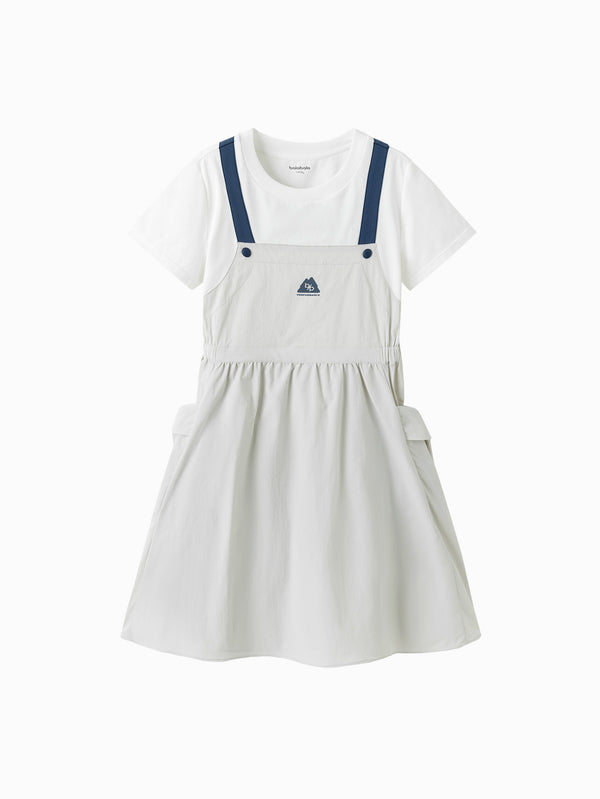 White Gray Toddler Girl Woven Dress