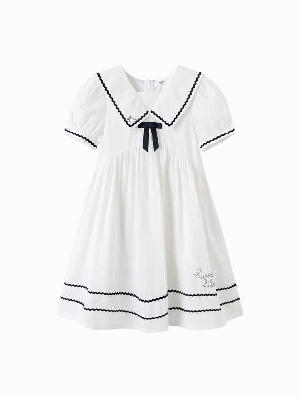 Raw White Toddler Girl Woven Dress