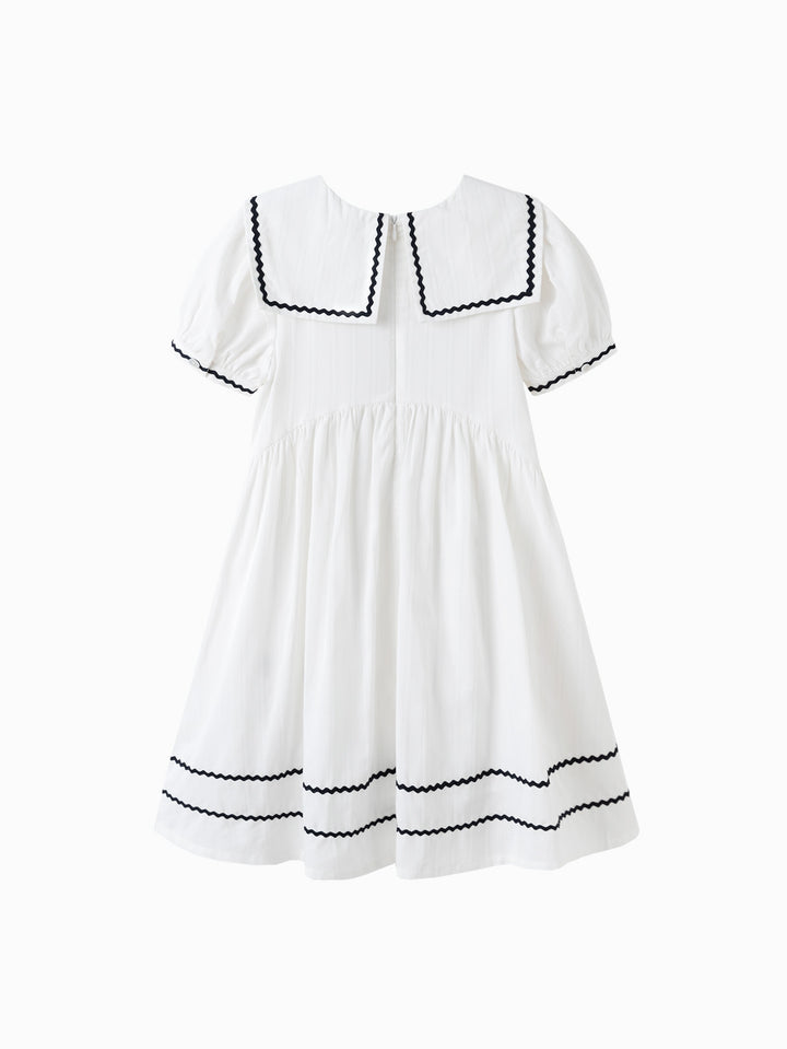 Raw White Toddler Girl Woven Dress