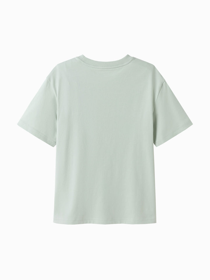 Bean Green Toddler Girl Round V-Neck Short Sleeve T-Shirt