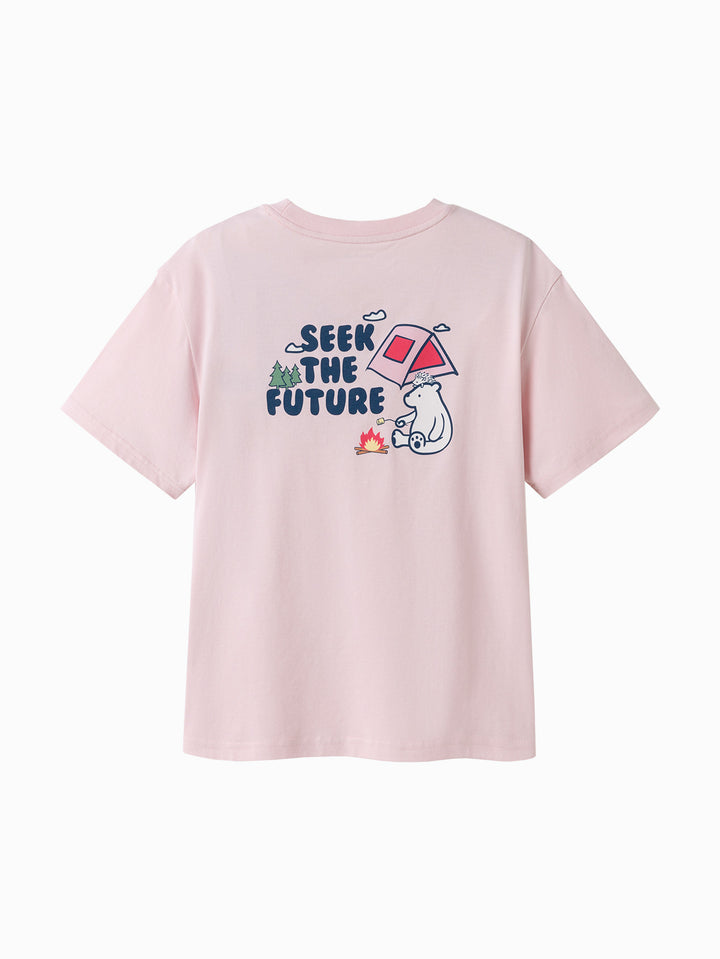 Pink Toddler Girl Round V-Neck Short Sleeve T-Shirt