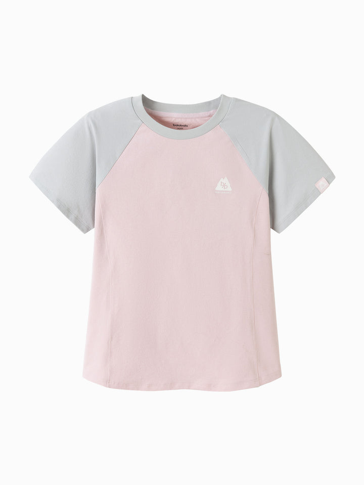 Pink Toddler Girl Round V-Neck Short Sleeve T-Shirt