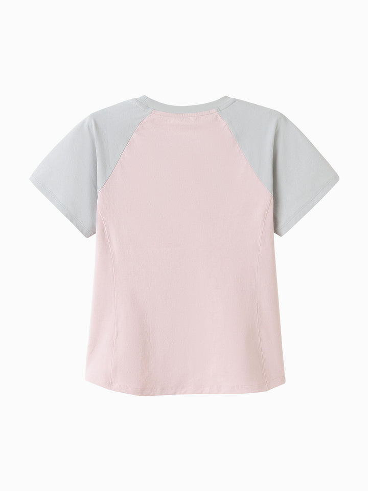 Pink Toddler Girl Round V-Neck Short Sleeve T-Shirt