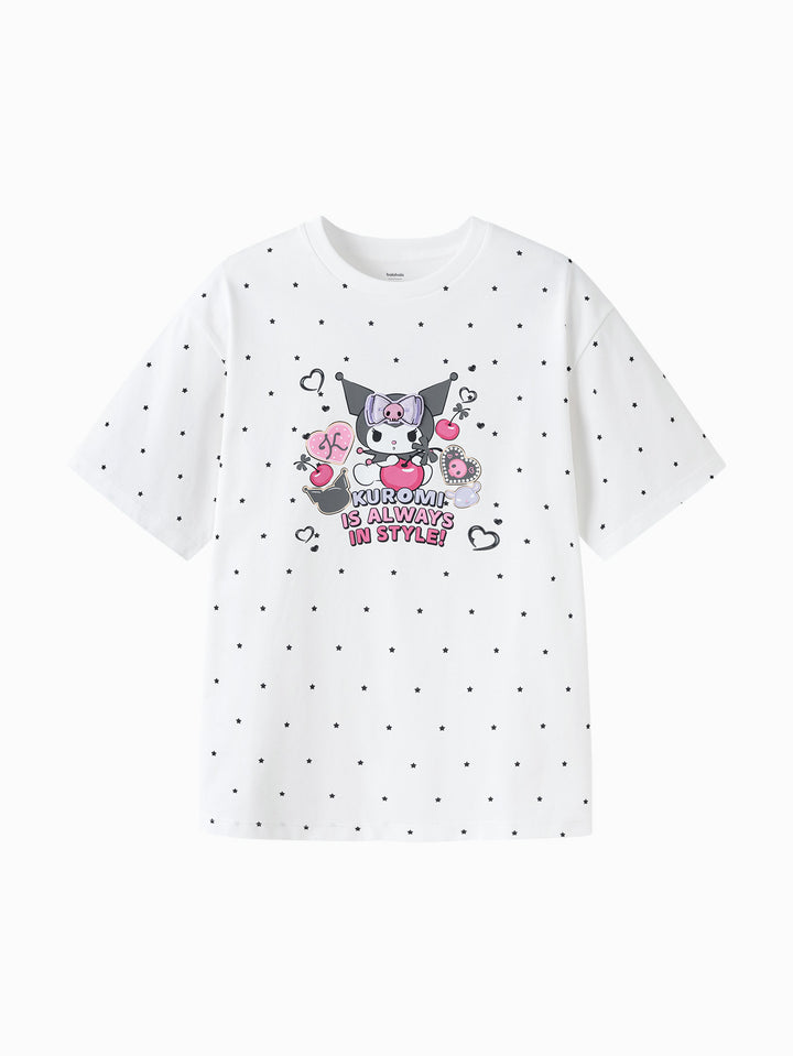 White Toddler Girl Round V-Neck Short Sleeve T-Shirt