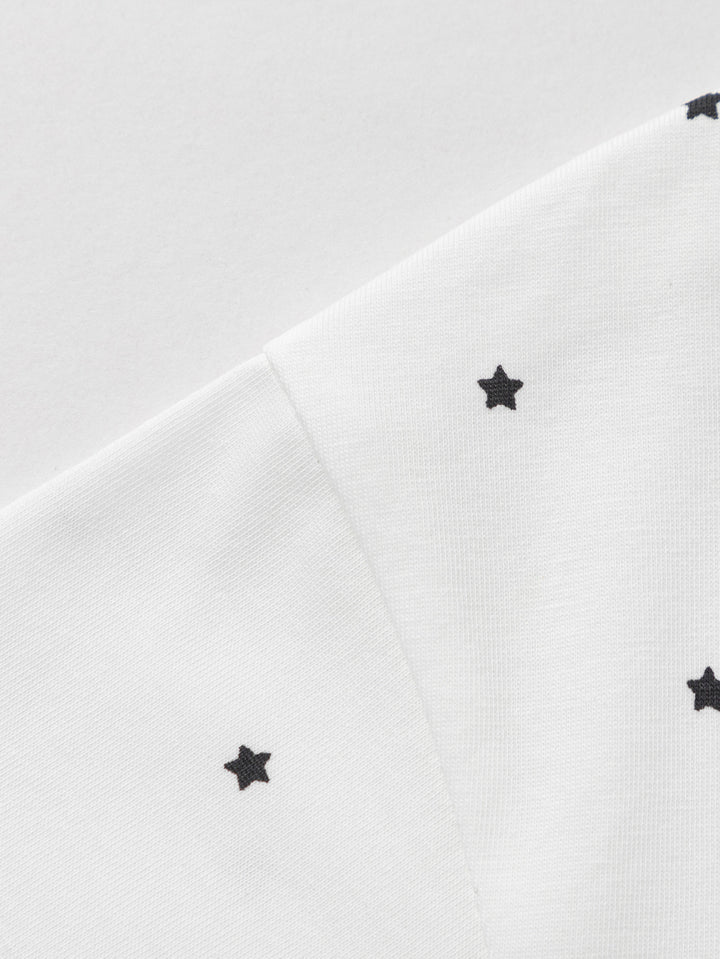 White Toddler Girl Round V-Neck Short Sleeve T-Shirt