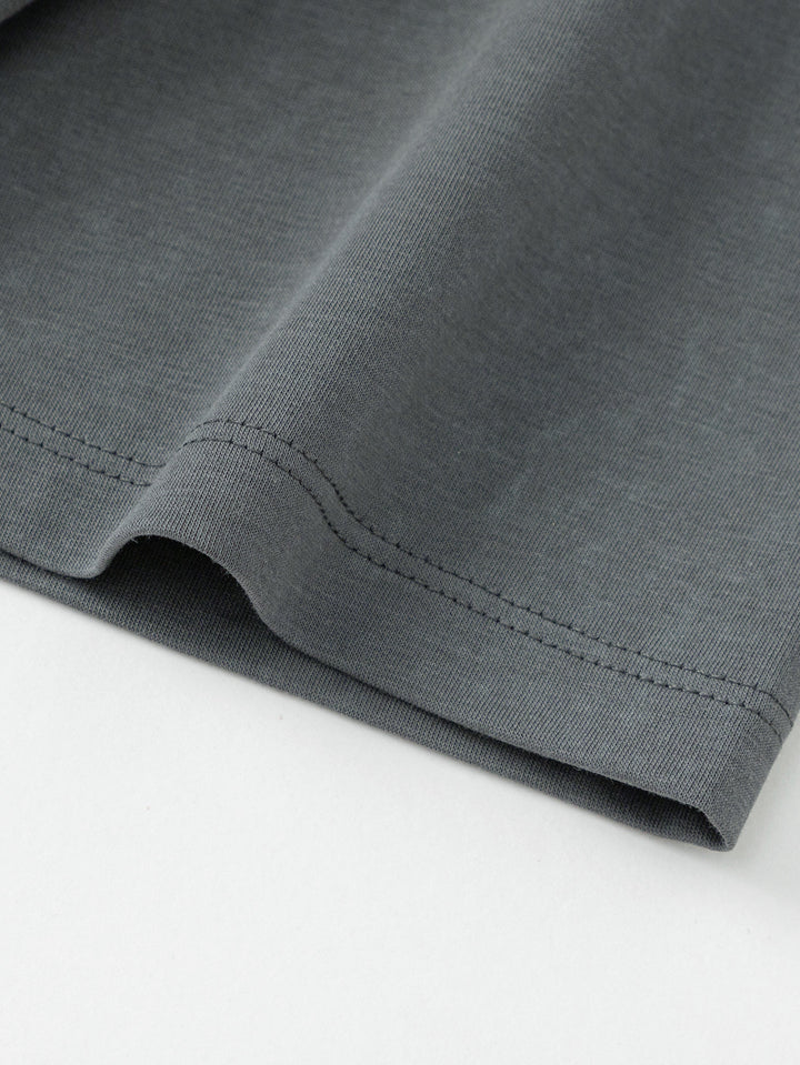 Gray Toddler Girl Round V-Neck Short Sleeve T-Shirt