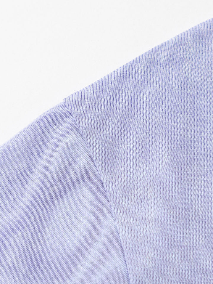 Purple Toddler Girl Round V-Neck Short Sleeve T-Shirt