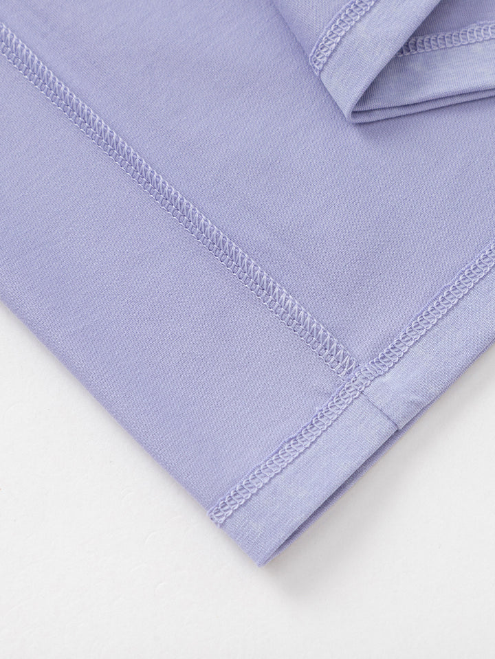 Purple Toddler Girl Round V-Neck Short Sleeve T-Shirt