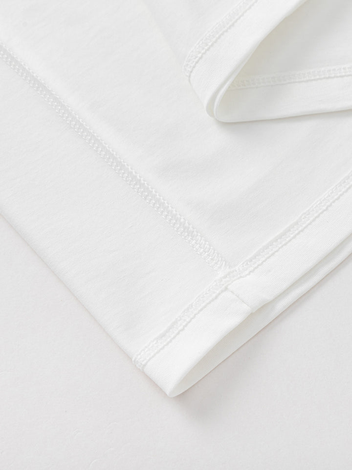 Raw White Toddler Girl Round V-Neck Short Sleeve T-Shirt