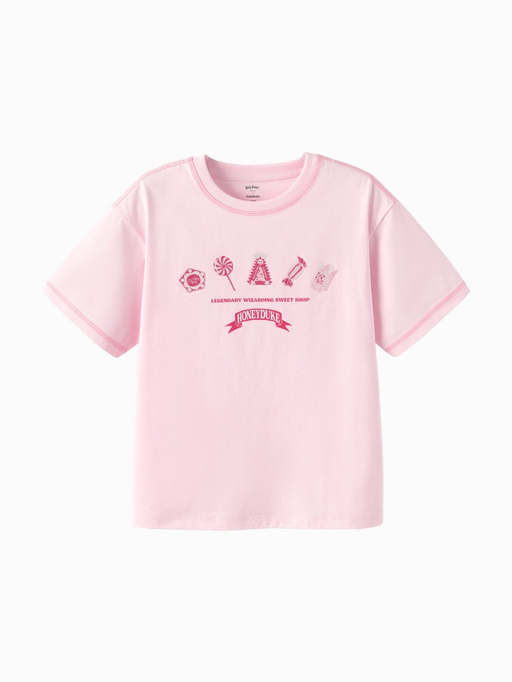 Visions Pink Toddler Girl Round V-Neck Short Sleeve T-Shirt