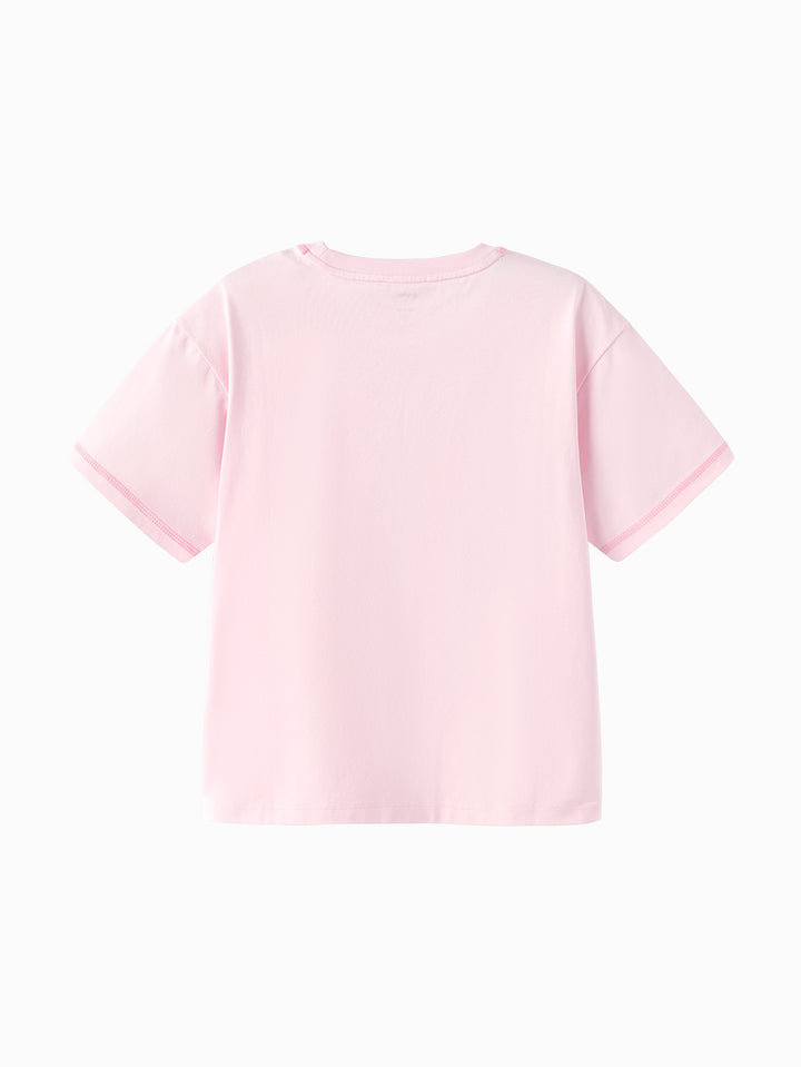 Visions Pink Toddler Girl Round V-Neck Short Sleeve T-Shirt