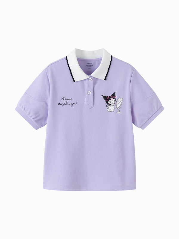 Violet Toddler Girl Lapel Short-Sleeved T-Shirt