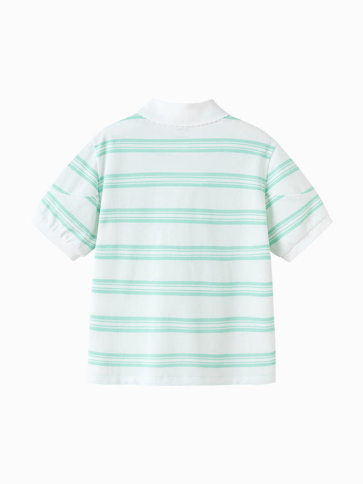 Green Toddler Girl Lapel Short-Sleeved T-Shirt