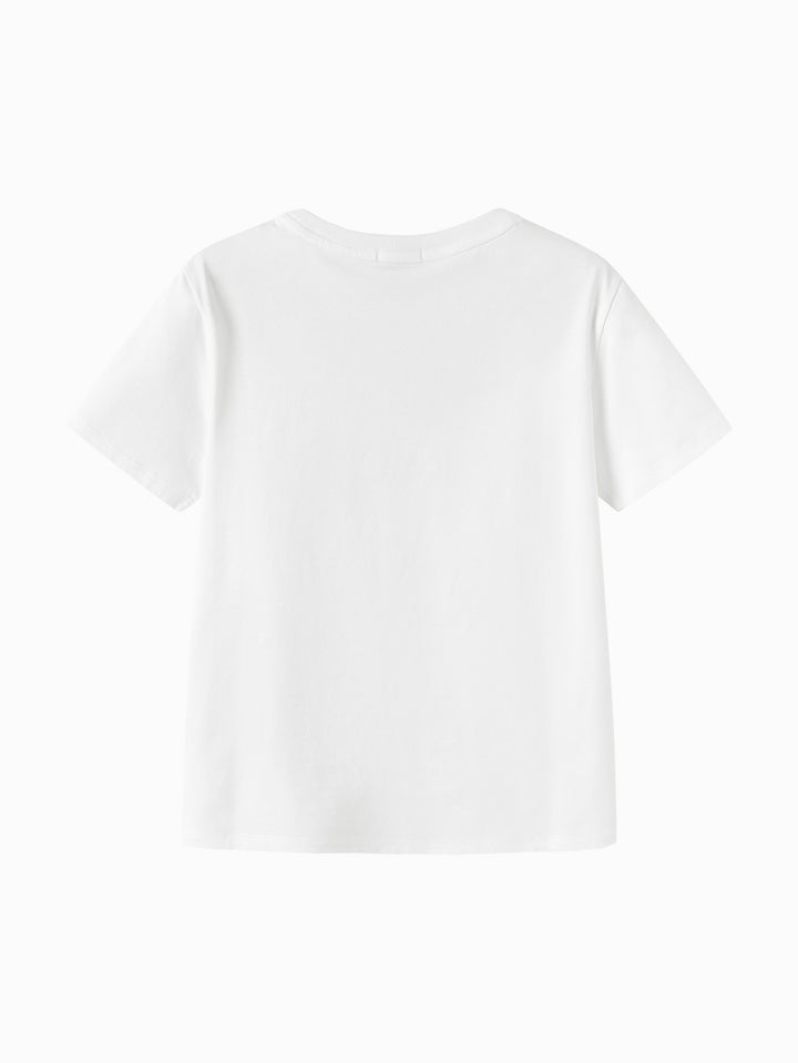 Raw White Toddler Girl Lapel Short-Sleeved T-Shirt