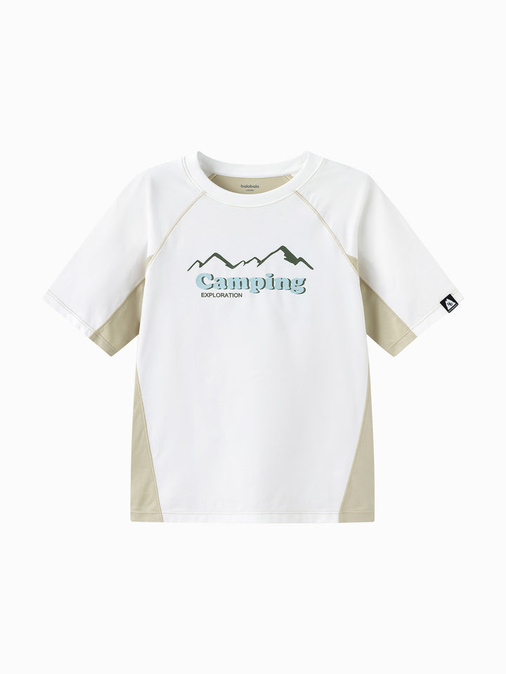 Raw White Toddler Boy Round V-Neck Short Sleeve T-Shirt