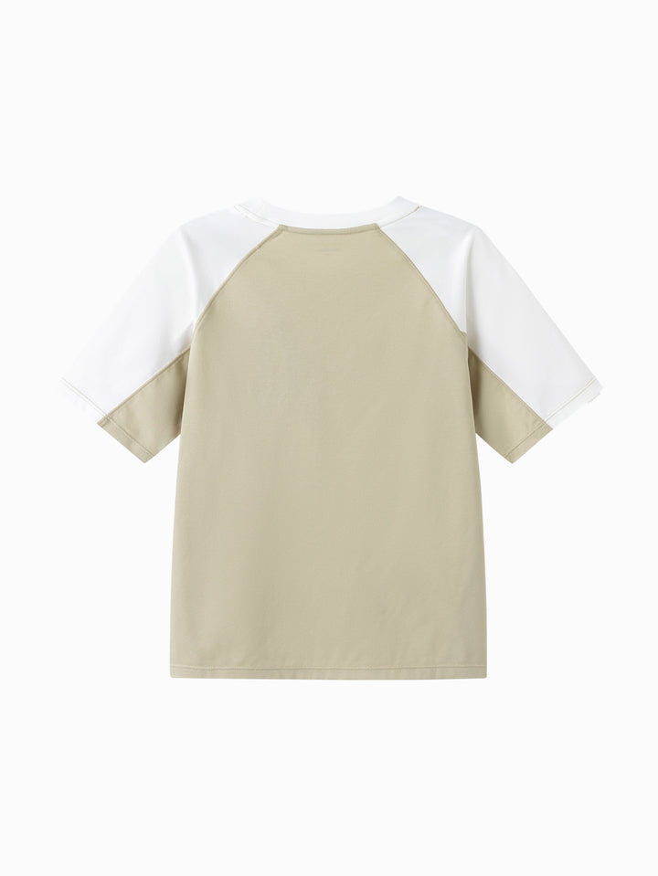 Raw White Toddler Boy Round V-Neck Short Sleeve T-Shirt