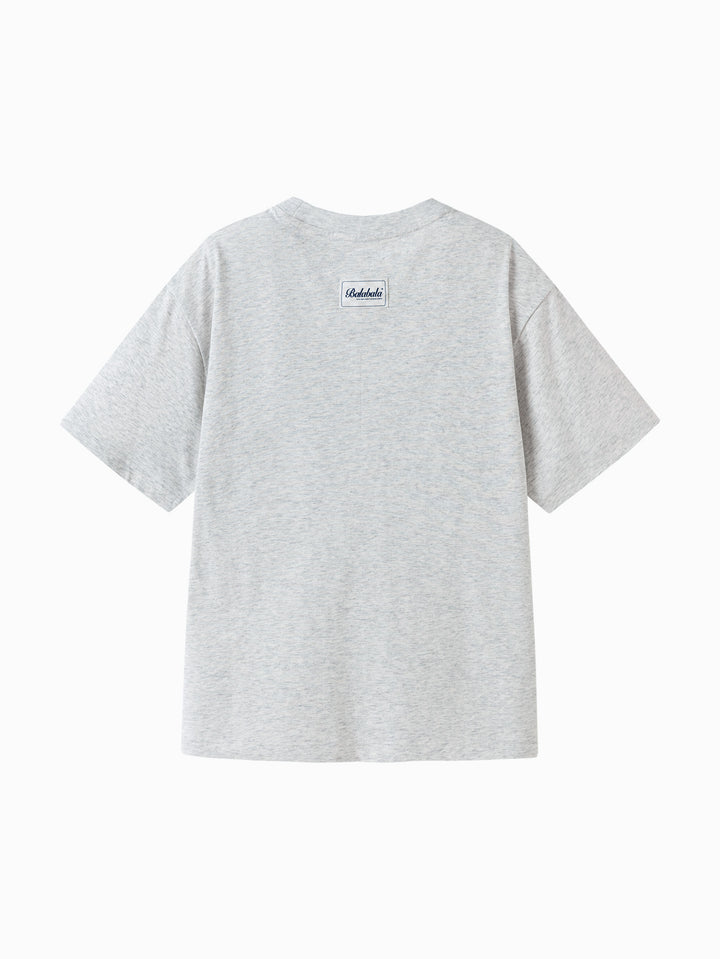 Melange Gray Toddler Boy Round V-Neck Short Sleeve T-Shirt